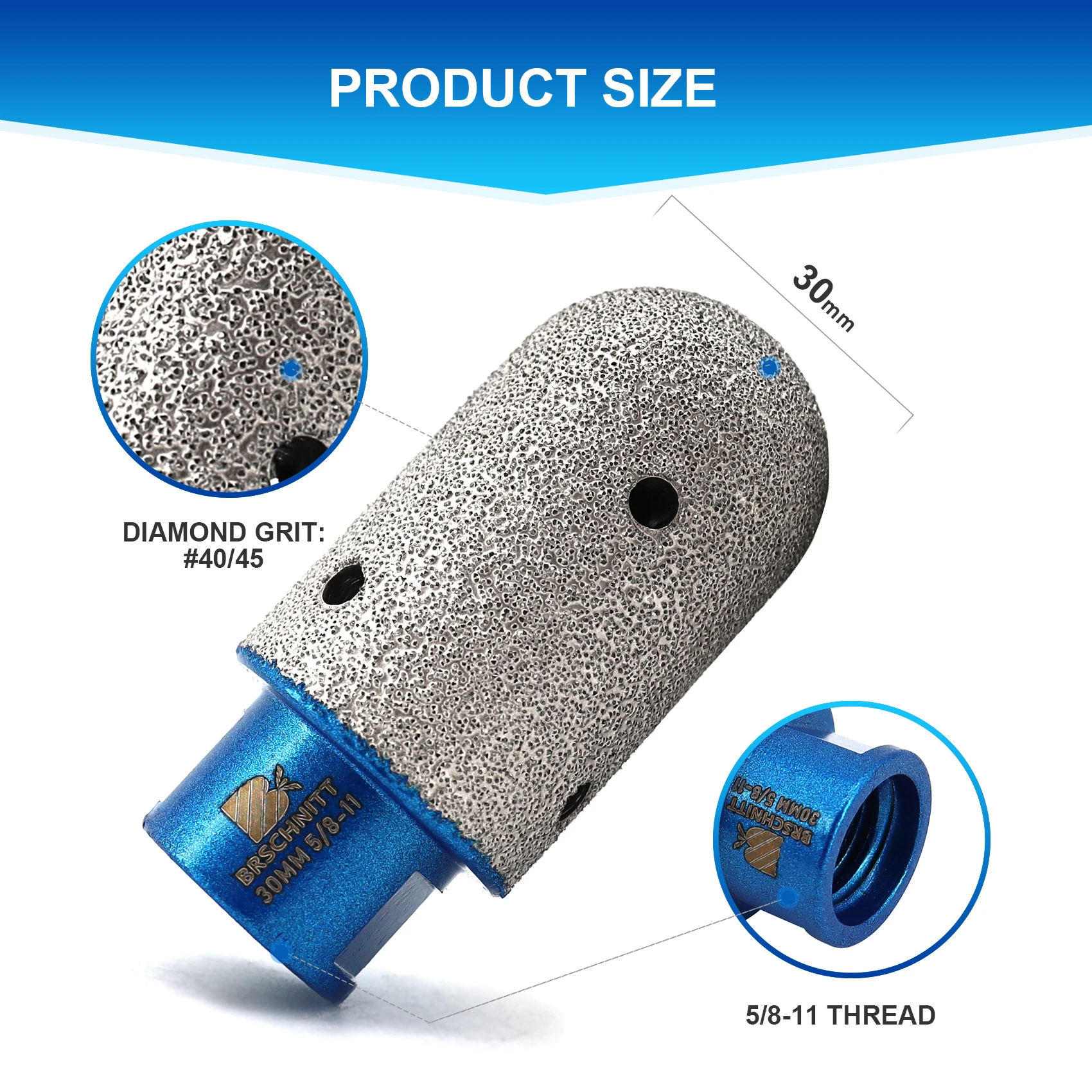 BRSCHNITT Diamond Milling Bits 1pc 10/20/25/35mm Shape Process Holes Ceramic Marble Granite Diamond Finger Bit Bevel Chamfer