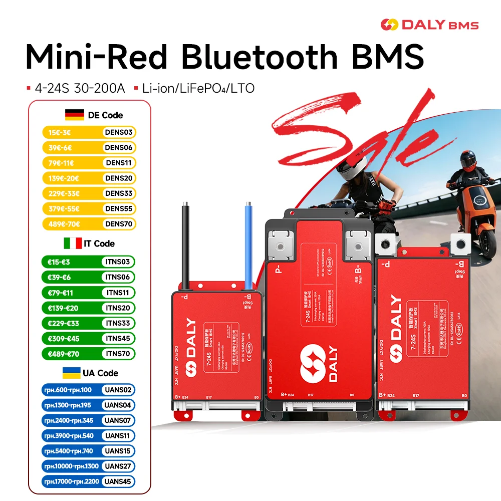 Daly Smart BMS 4S 6S 8S 12S 13S 14S 16S 17S 20S 24S Bluetooth UART BMS 30A 40A 60A 80A 100A 150A 200A Lifepo4 Li-Ion LTO Battery