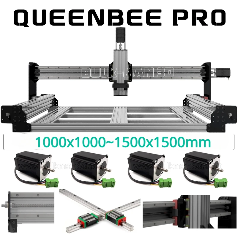 

20%OFF Bulk-Man 3D QueenBee PRO CNC Mechanical Kit Linear Rail Upgraded with Tingle Tension System Screw Driven 4 Axis Engraver