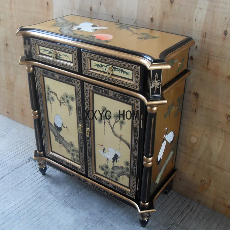 

Hall Entrance Cabinet Retro Painted Living Room Curio Cabinet