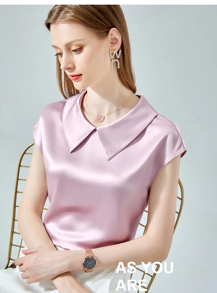 Camisas De Mujer Elegant Ice Silk Shirt Plus Size Artificial Silk Tops Acetate Satin Blouse Doll Collar White Girlish Blouse