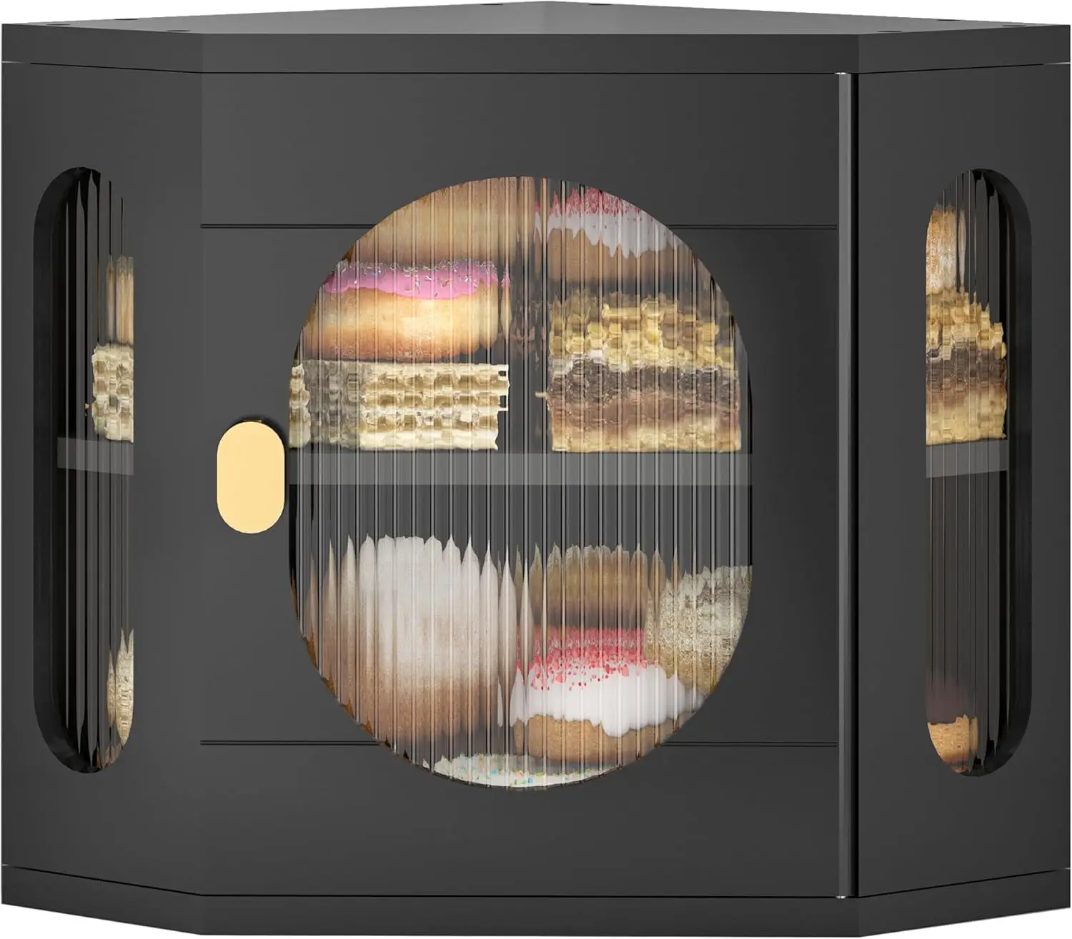 

Large Corner Bamboo Bread Box with Acrylic Window, Double Layer Storage for Kitchen Countertop