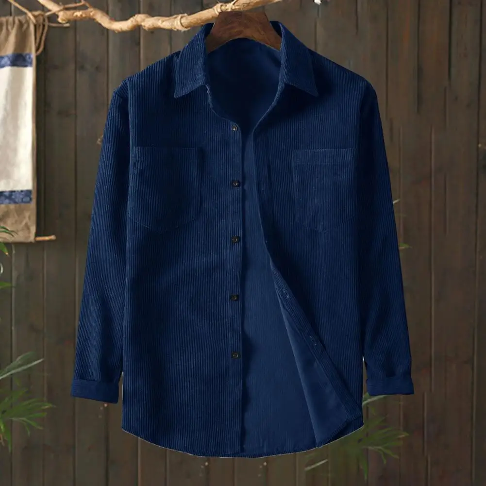 

Cotton corduroy wash long sleeve shirt men's American khaki trend single pocket shirt coat