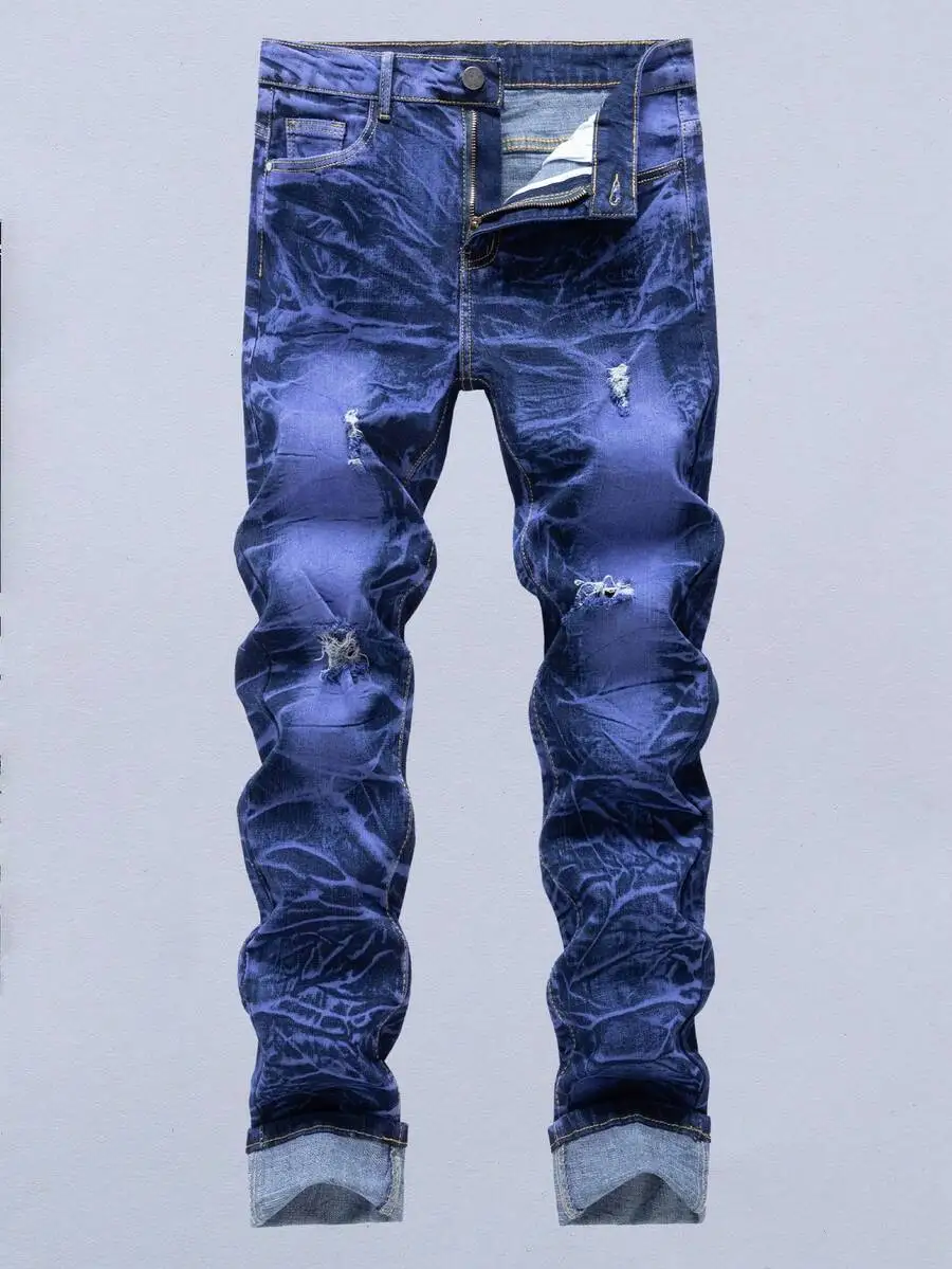 

Mens Stretch Ripped Skinny Slim Fit Distressed Denim Jeans
