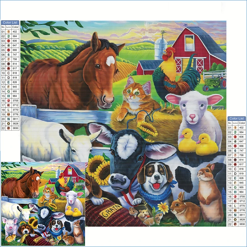 

Farm Animals Diamond Painting New Collection 2025 Horse Pig Dog Cat Diamond Art Fantasy Stitch Productos Arts And Crafts Adults