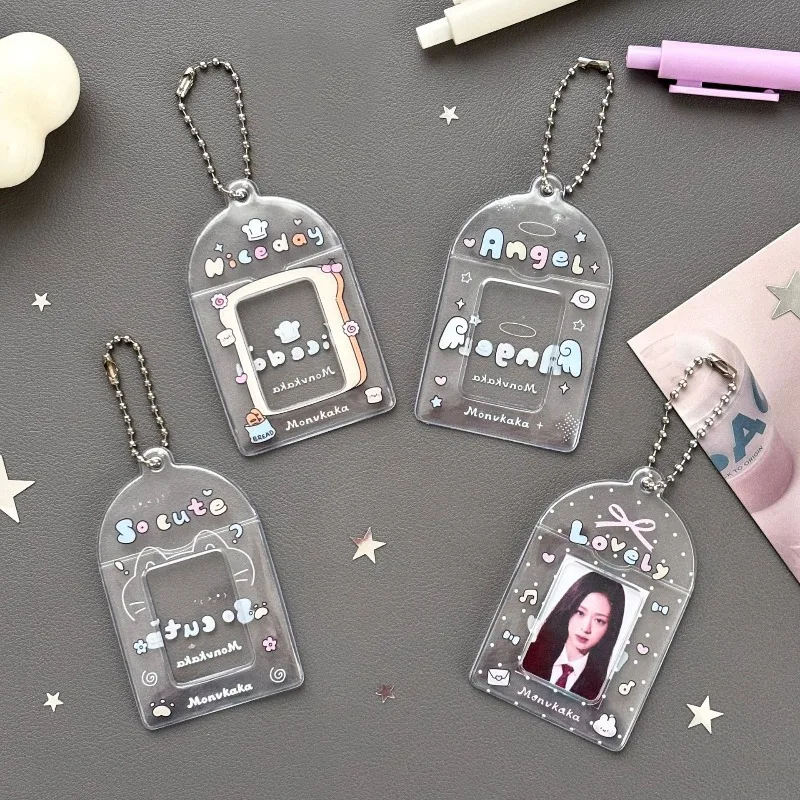 Kawaii Clear Card Holder for Kpop Photos Cute Wings Design Cover Case for Idol Card Storage Korean Fashion Photoacrd Protector