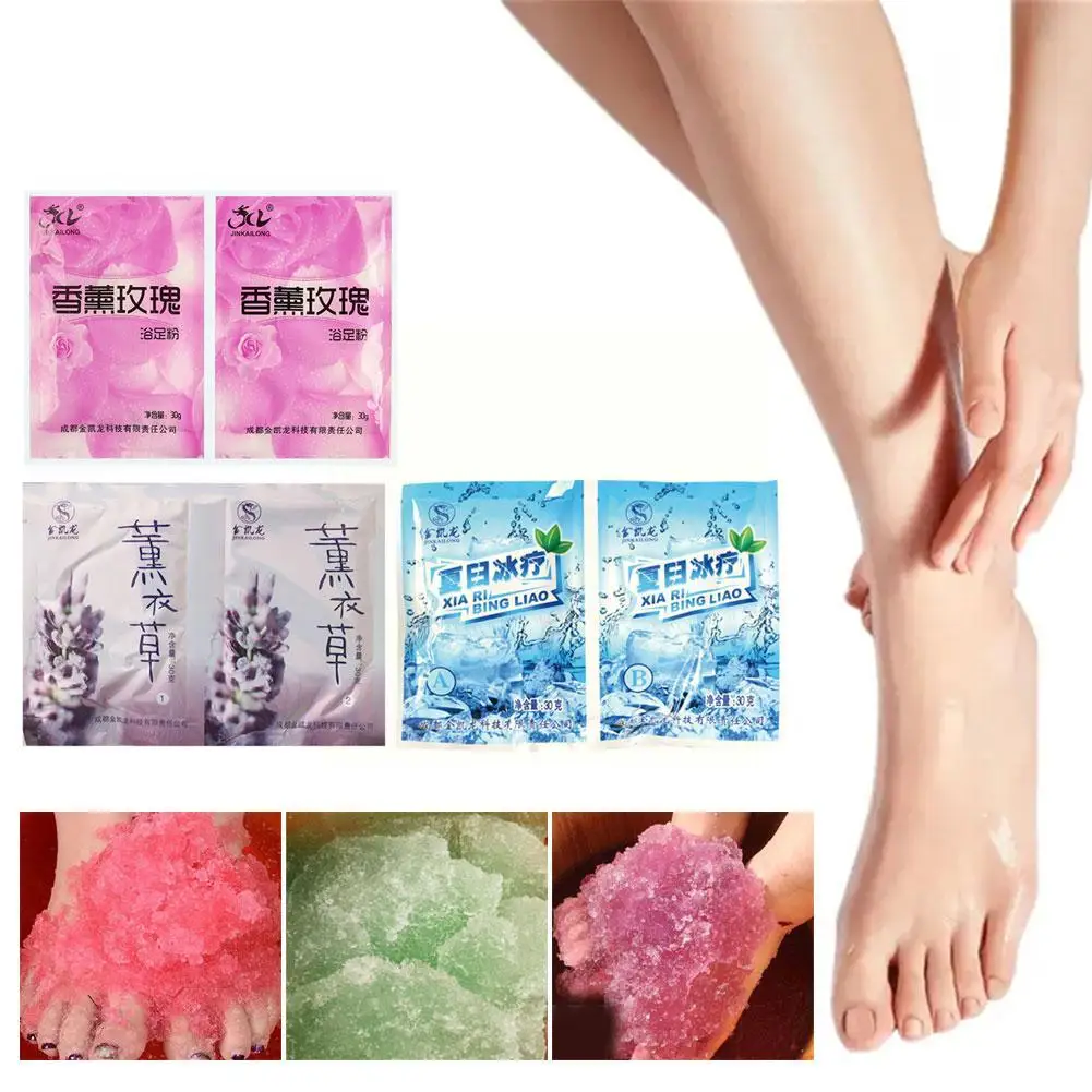 60g Rose Schaumbad Pulver Fußbad Kristall Schlamm Körper Salz Haut Fuß Fuß Schlamm Peeling Kristall Bad Peeling SPA pflege Ba Q4P4