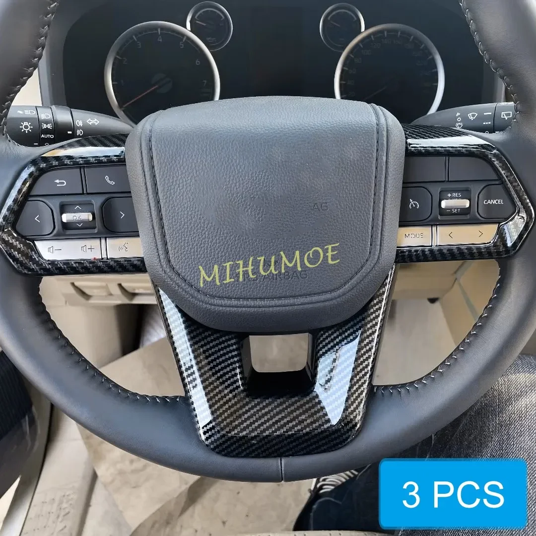 

Carbon Fiber Car Interior Steering Wheel Trim Cover Decoration For Toyota Land Cruiser 300 LC300 2022 2023 2024