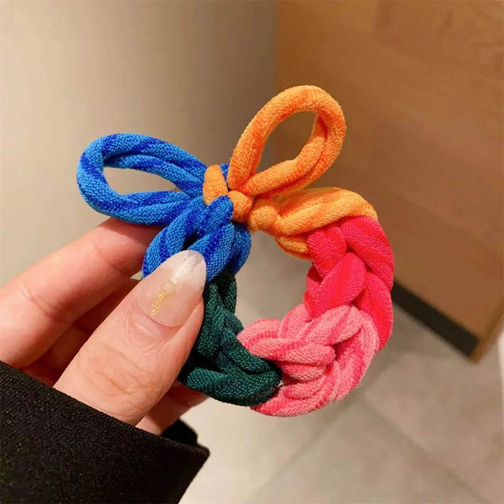 Simple Elastic Hair Ropes Hair Ties Thick Hair Scrunchie Macaron Bowknot Ponytail Holder Rubber Bands Headband Hair Accessories