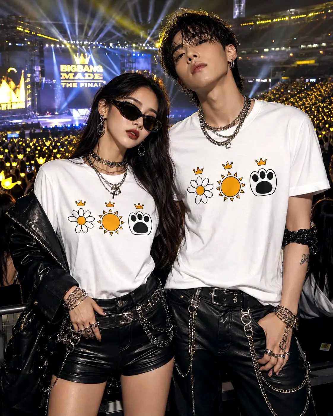 Daisy Sun Paw T-shirt Kpop Concert Apparel Unisex Solid Color Tee G-Dragon Fans Short Sleeve Women Sweat Absorbent Spot Tshirt