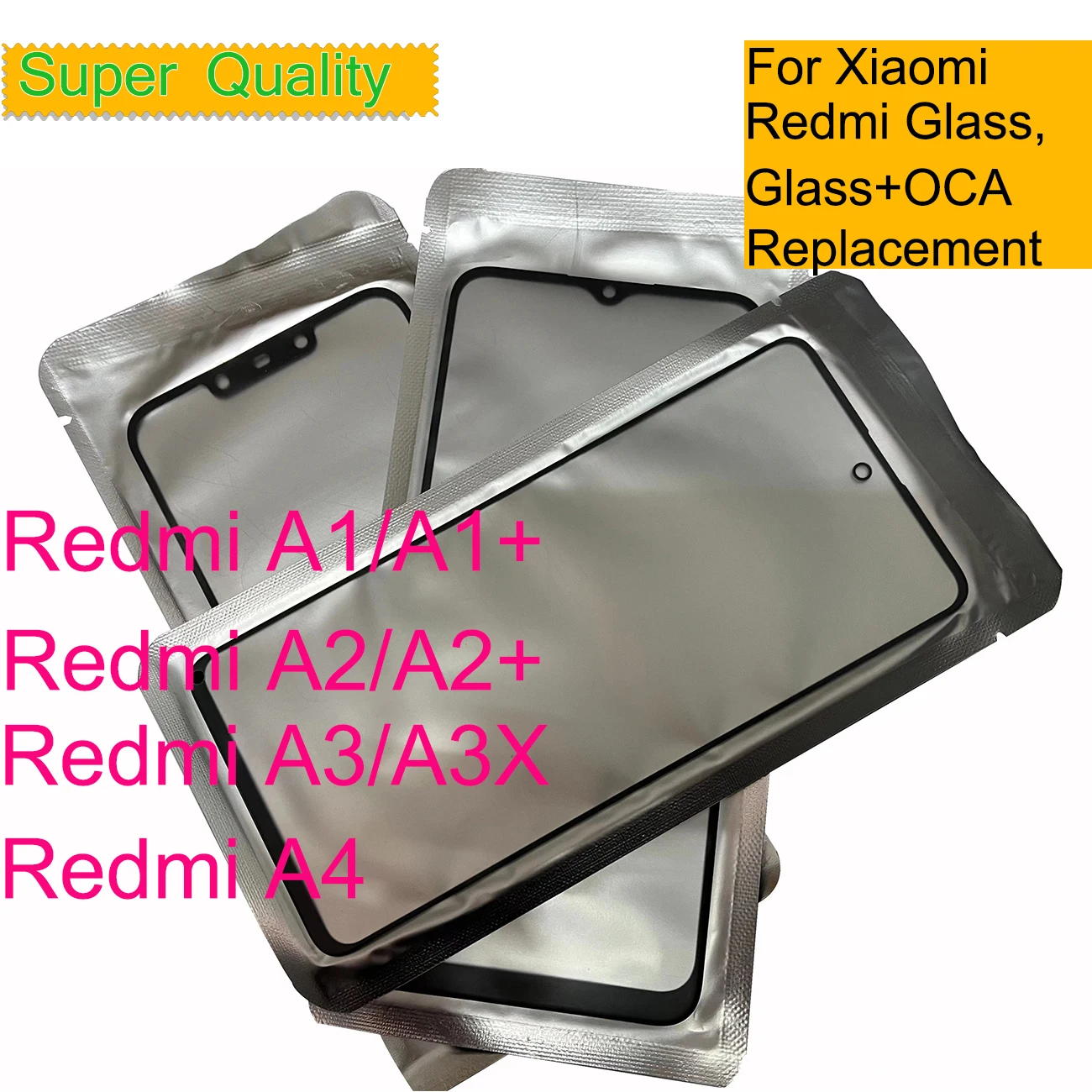 

10Pcs/Lot For Xiaomi Redmi A4 A3 A3X A2 A1 Plus Touch Screen Panel Front Outer Glass Lens With OCA Repair Replacement