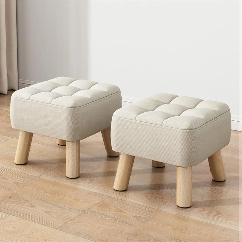 

Portable Living Room Chairs Non-Skid Wooden Legs Home Decor Round Furniture Rest Stool