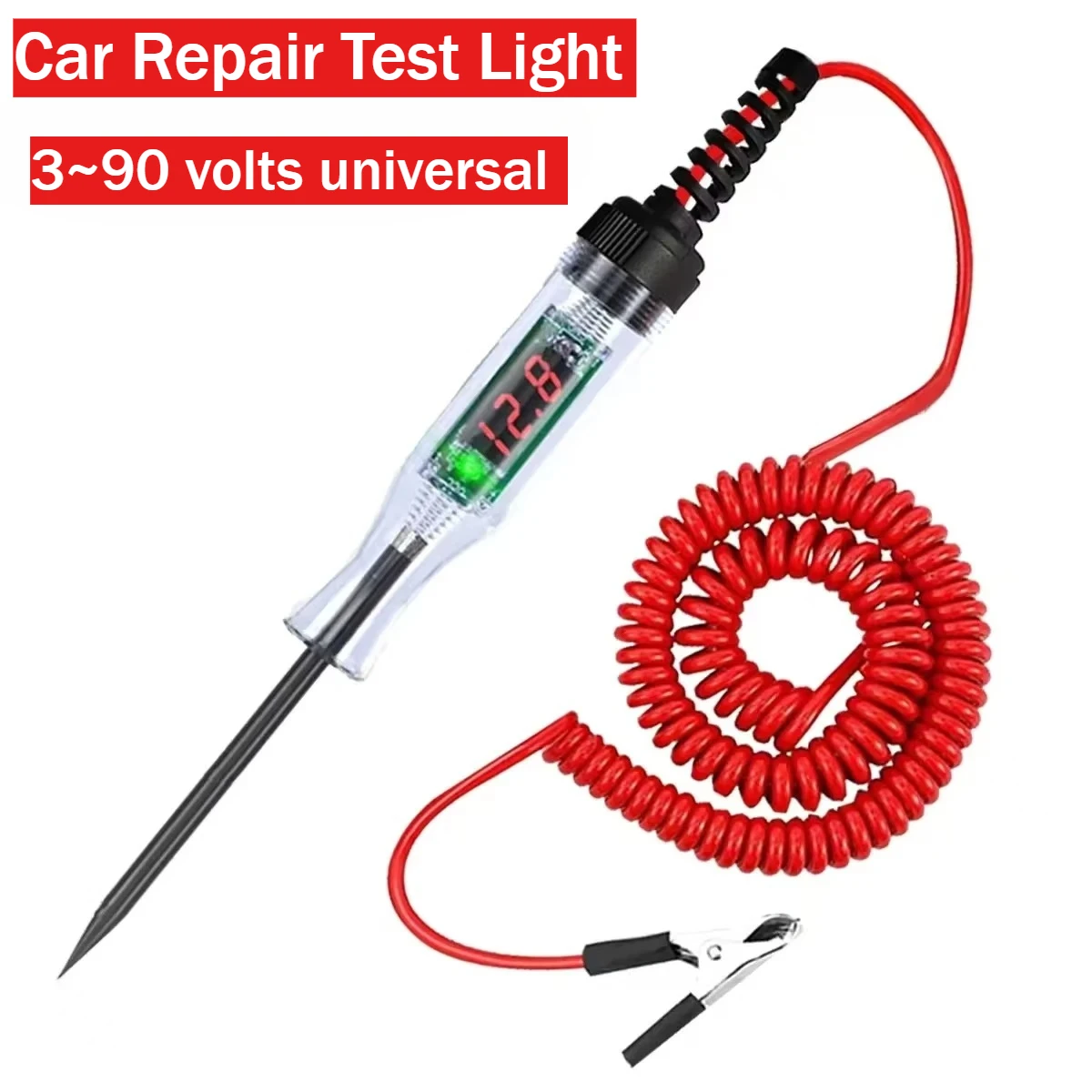 

Тестер напряжения 3V-90V, автомобильный светодиодный тестер-ручка, цифровой дисплей для измерения напряжения при обслуживании автомобилей и проверке страховки.
