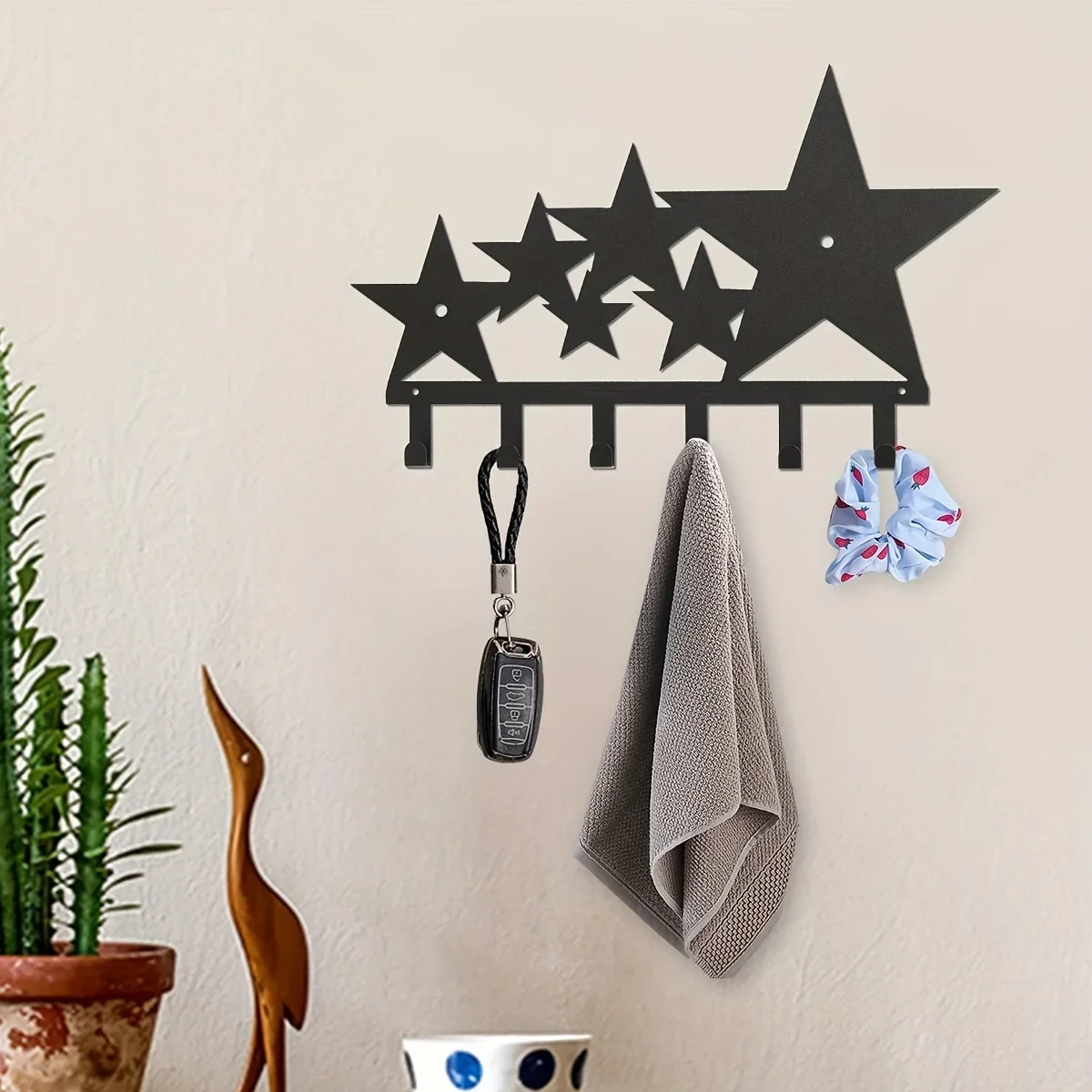 

Metal Creative Star Key Hooks, Household Multi-Purpose Clothes Bag Key Hooks, Halloween Christmas Livingroom Wall Decor Key Hook