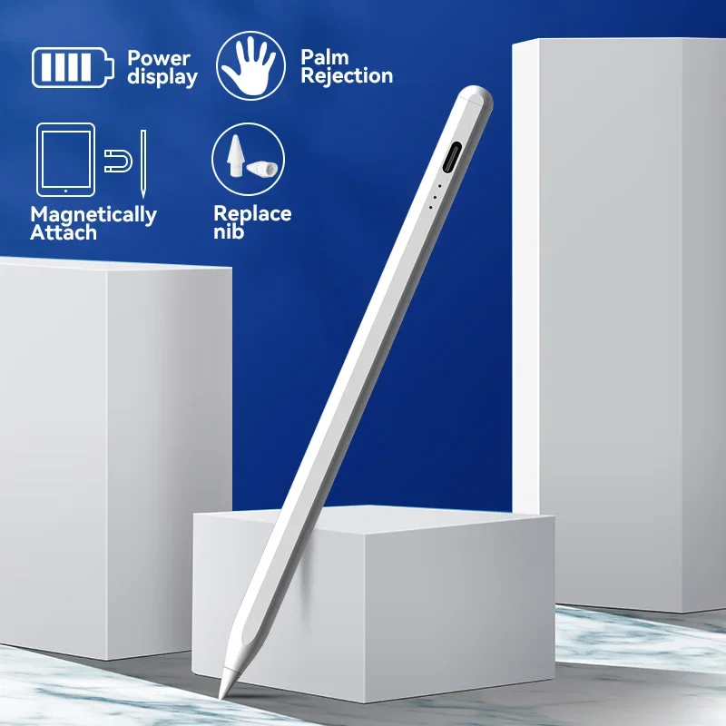 Caneta stylus bluetooth com display de energia de rejeição de palma para apple pencil2/1 para todos os ipad 10th pro11 12.9 air5 mini 2018 e mais tarde