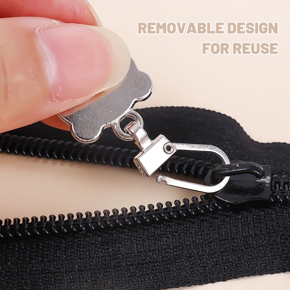 1/5pcs Detachable Zipper Puller Replacement Tab Zipper Sliders Bear Head Repair Kit for Luggage Backpack Coat Sewing Accessories