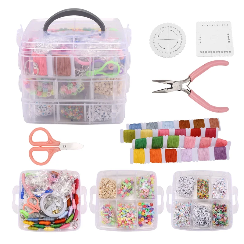 

Most-12 Styles Friendship Bracelet Kit With String And Letter Beads, Color Embroidery Floss, Elastic Cord, Braiding Disc, Findin