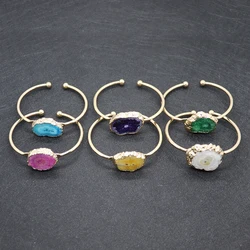 Exquisite Natural Stone Gold-plated Amethyst Pith Bracelet Spiritual Charm Ladies Men's Bracelet Jewelry Making Diameter 63mm
