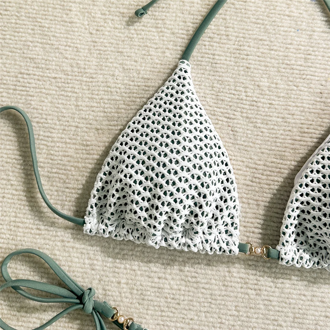 Halterneck-Bikini-Set mit Ausschnitten, zweiteilig, Damen-Badeanzug, Badebekleidung für Frauen, hoch geschnittene Beine, gepolsterter Badeanzug, Badebekleidung, V6989 – Detail 22