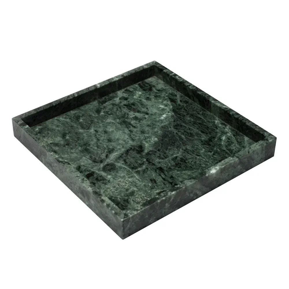 Natural Real Marble Square Neat Makeups Organizer/ Bathroom Vanity Tray for Razor Towel Toothpaste，25x25x3CM