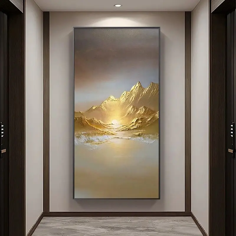 Rizhao Jinshan Abstract Texture Handmade Oil Painting with Chinese Style Living Home Decoration Dining Room Sofa Corridor Mural