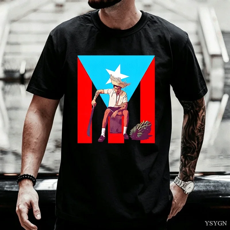 Puerto Rico Flag Bad Bunny T-Shirt Mencasual Graphic Print T Shirt O Neck Short-sleeved Tops Summer Women Cotton Tee Clothing