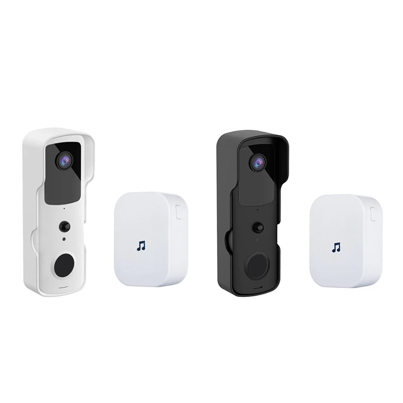 Tuya Smart Video Doorbell Wifi Video Intercom Door Bell IP Camera Two-Way Audio Works With Tuya/Smartlife EU Plug, Black