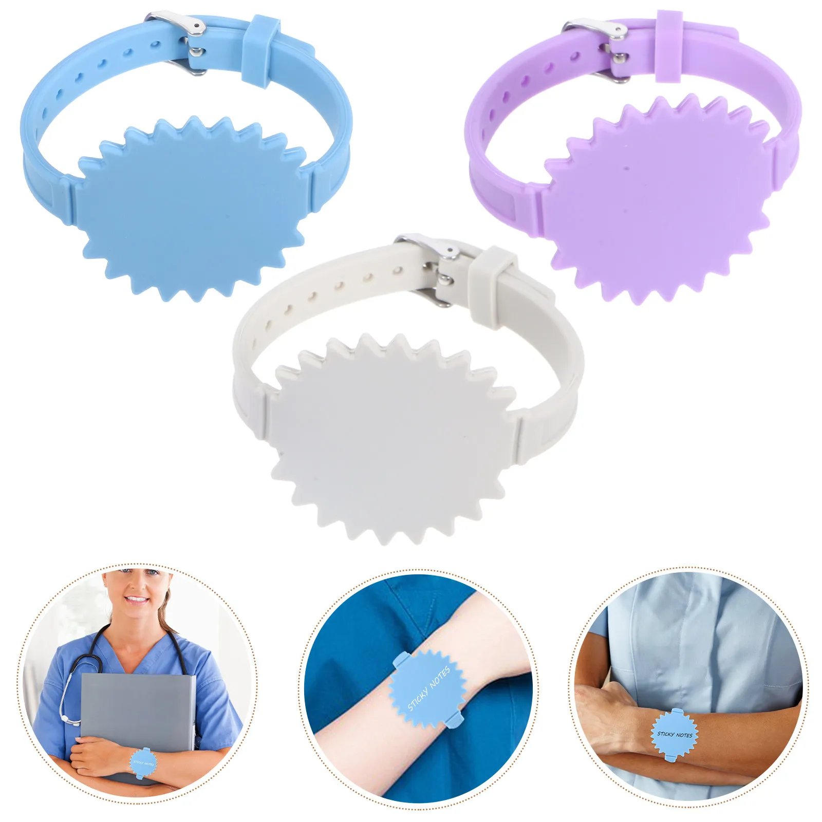 

3Pcs Erasable Silicone Memo Wristbands Slap Bracelet Wrist Notepad to-Do List Reminder for Nurses Students Teachers Stylish