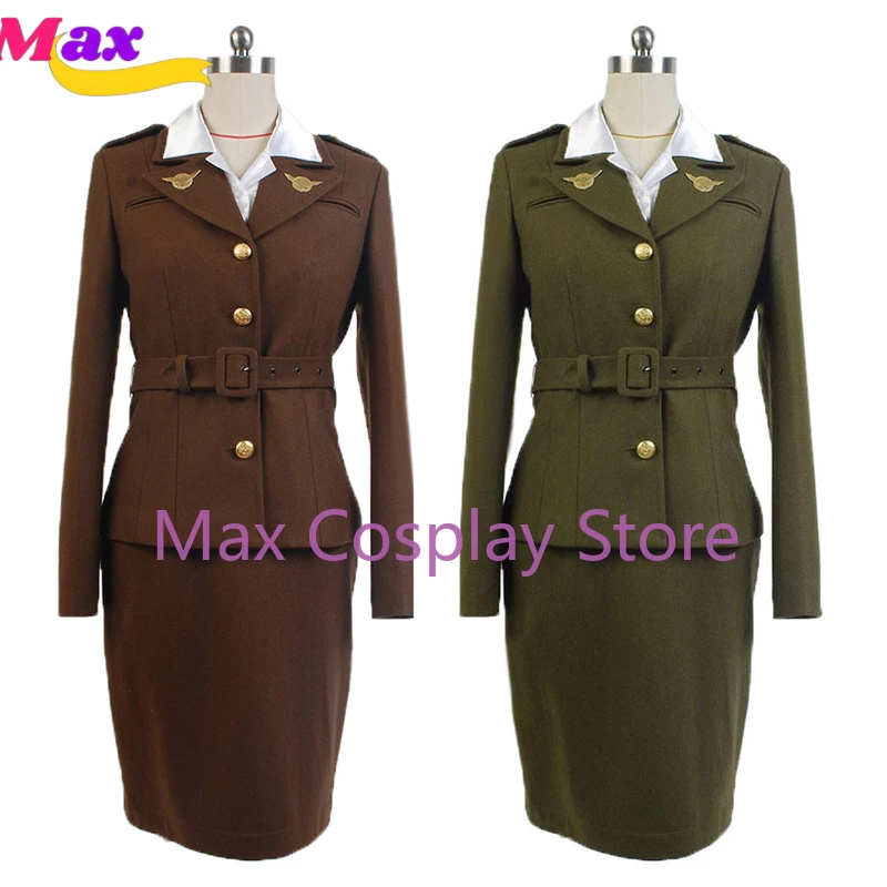 Max Cos Agent Peggy Carter Cosplay Costume Uniform Full Set For Adult Women 2 Colors