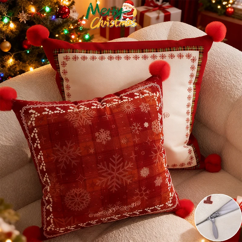 

2025 New Advanced NewYear Sofa Pillow Cover Dutch Velvet Soft Comfortable Print Living Room Atmosphere Decor Pillowcase Подушка