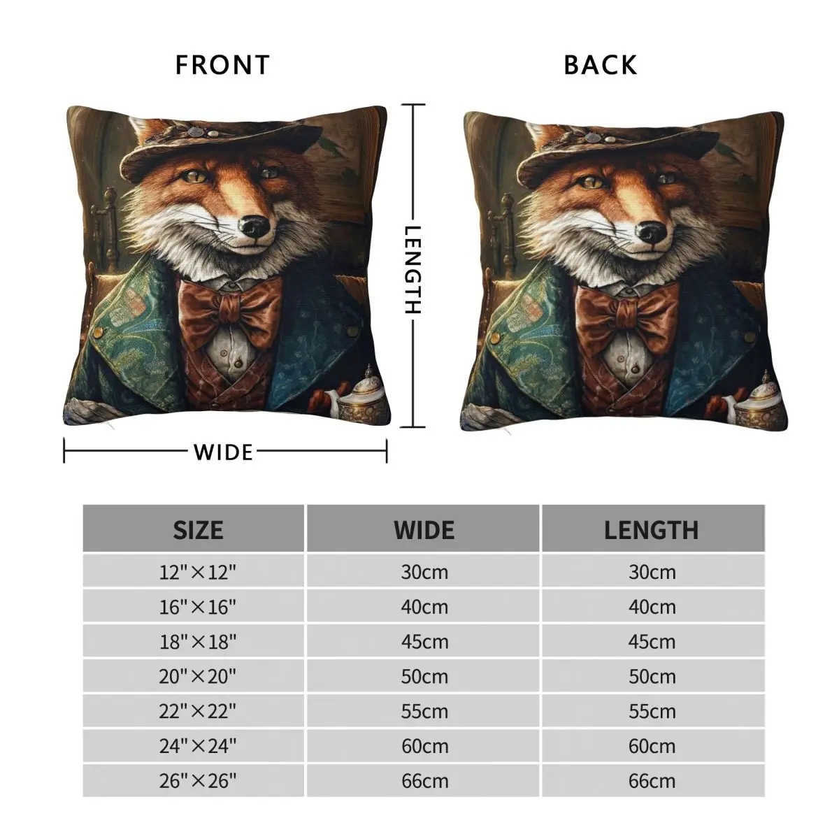 Vintage Victorian Mr Frederick Fox Square Pillowcase Polyester Linen Velvet Pattern Decor Throw Pillow Case Home Cushion Cover