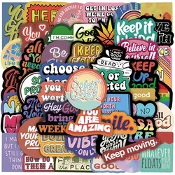 50pcs Graffiti Motivational Stickers Inspirational Phrase Encouragement Quotes Cute Vinyl Decals for Kids Teens Students Gift