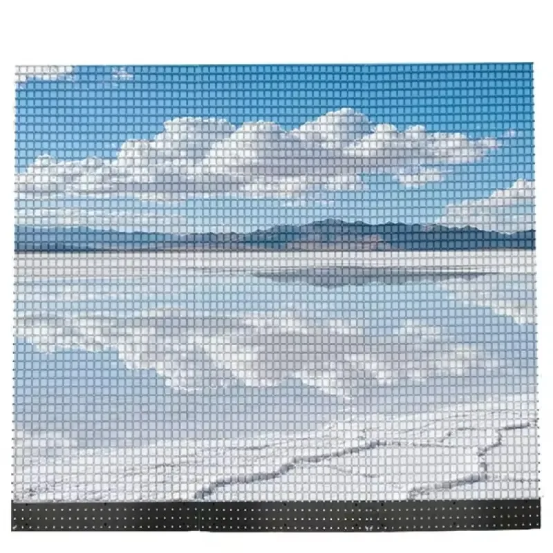 P3.91-P10.42 Transparent Flexible LED Curtain Screen Full Color HD Display For Window Commercial Outdoor Advertising