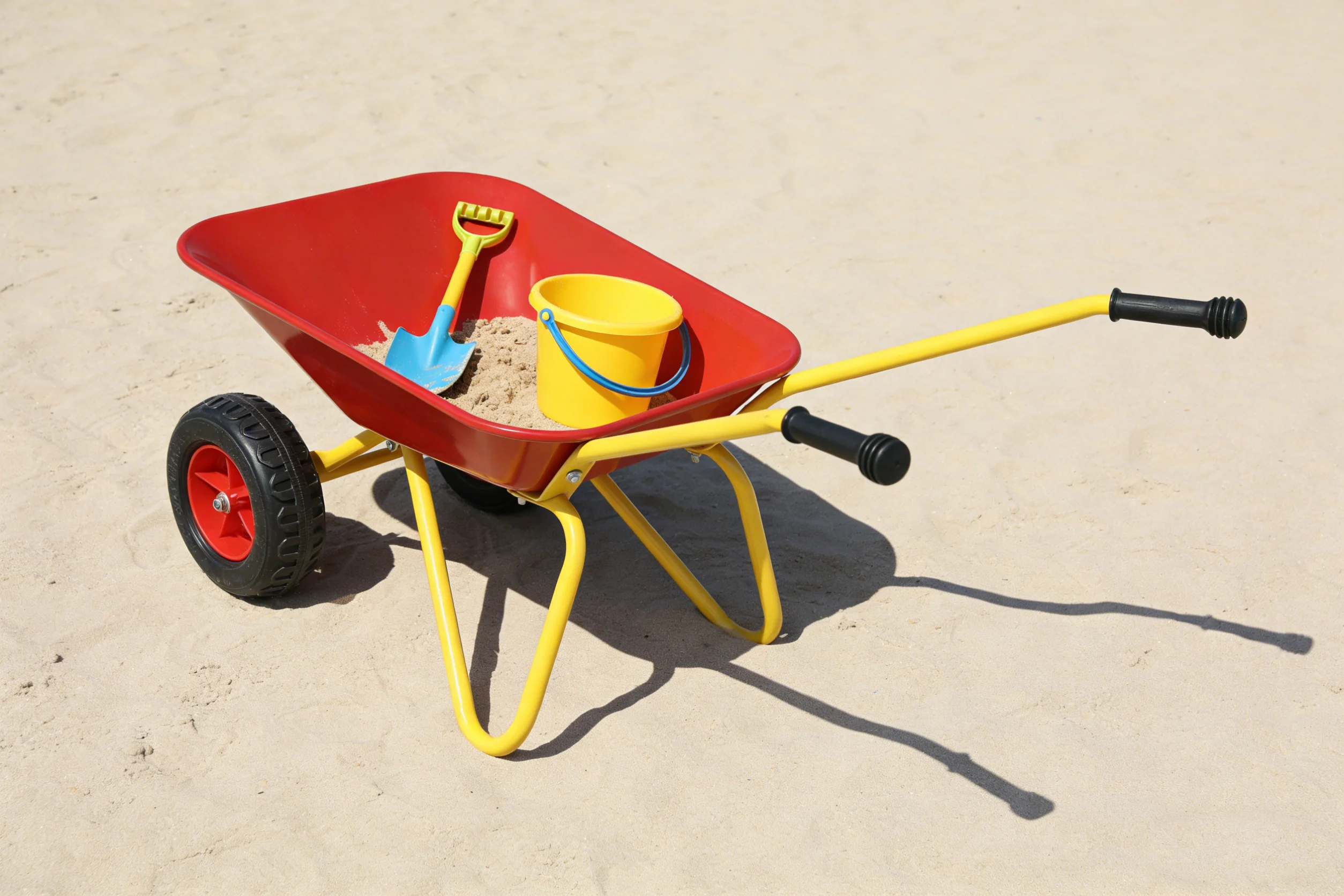 Children's Metal Trolley, Load-Bearing Capacity: 33LBS, Children's Heavy Vehicle, Metal Structure Two-Wheeled Trolley, Steel Pallet, Can Be Used in Gardens, Loading Leaves, Soil, Sand, Etc. (Red)