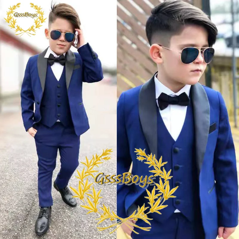 Boys Wedding Suit Teenager Kid Formal Tuxedo Bowtie Dress Children Blazer Party Performance Costume