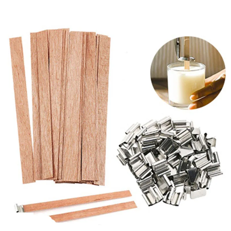 

10PCS 6/13cm Wooden Candles Wick With Sustainer Tab Candle Wick Core For DIY Candle Making Supplies Handmade Soy Parffin Wax Wic