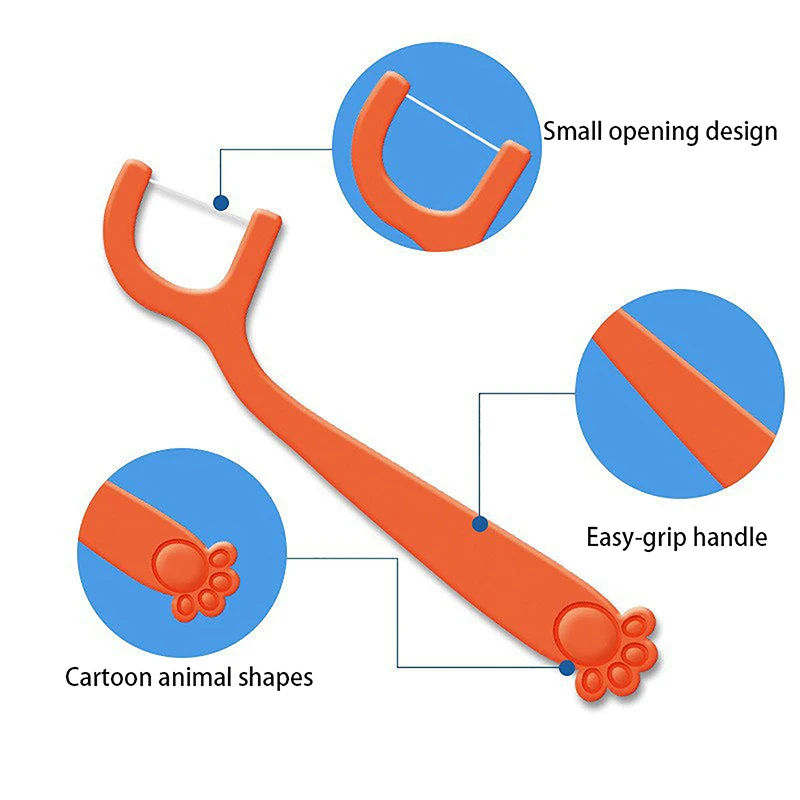 خيط تنظيف أسنان يستخدم مرة واحدة للحيوانات للأطفال ، عود أسنان حرير فائق النعومة ، كرتون لطيف ، تنظيف بين الأسنان عن طريق الفم