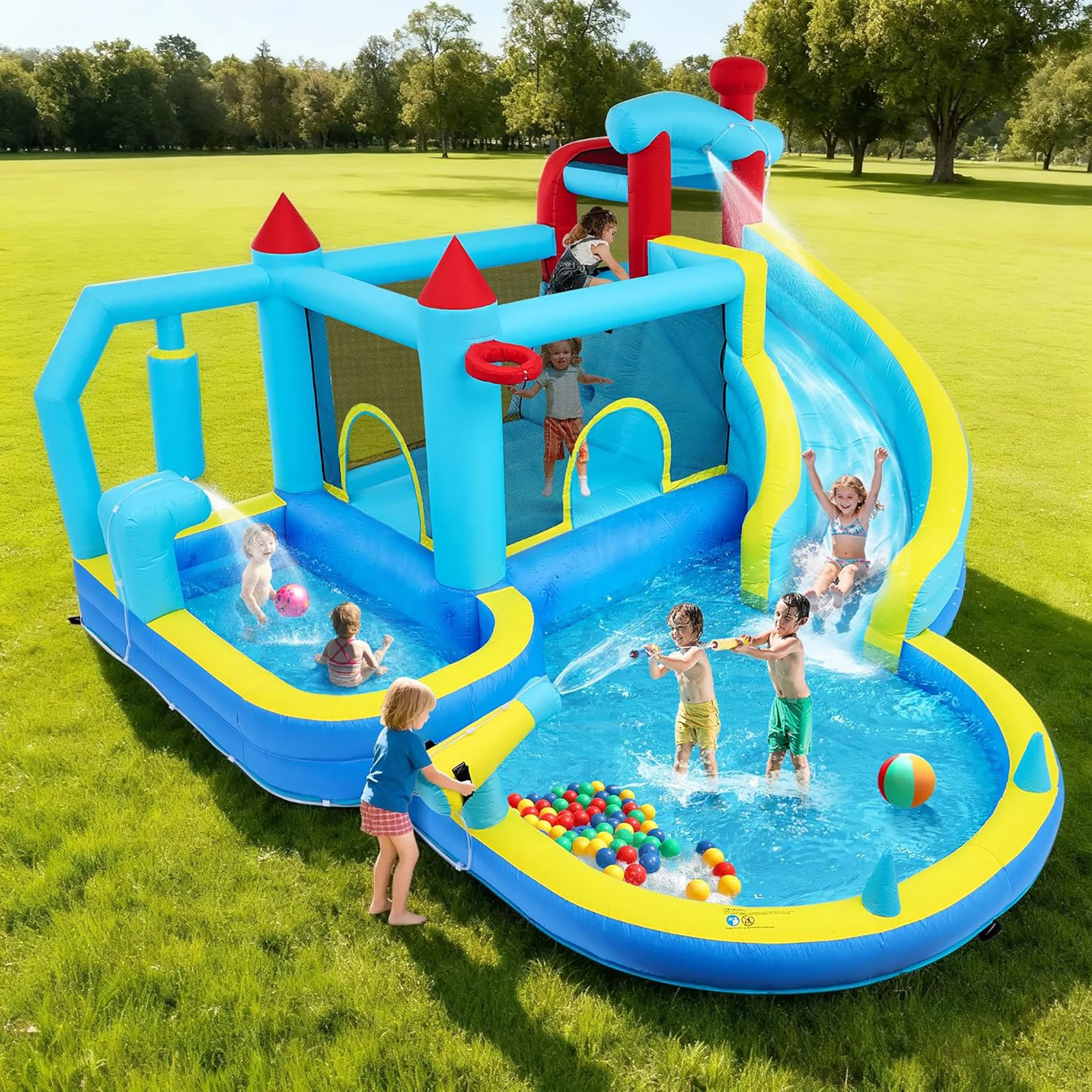 

Надувной батут с вентилятором, водная горка для сухого и мокрого использования, детский батут-замок, бассейн с водными развлечениями, скалодром для использования в помещении и на улице