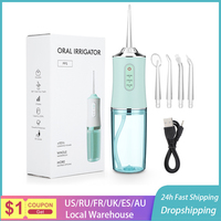 Oral Irrigator Portable Dental Water Flosser USB Rechargeable Water Jet Floss Tooth Pick 4 Jet Tip 220ml 3 Modes IPX7 1400rpm