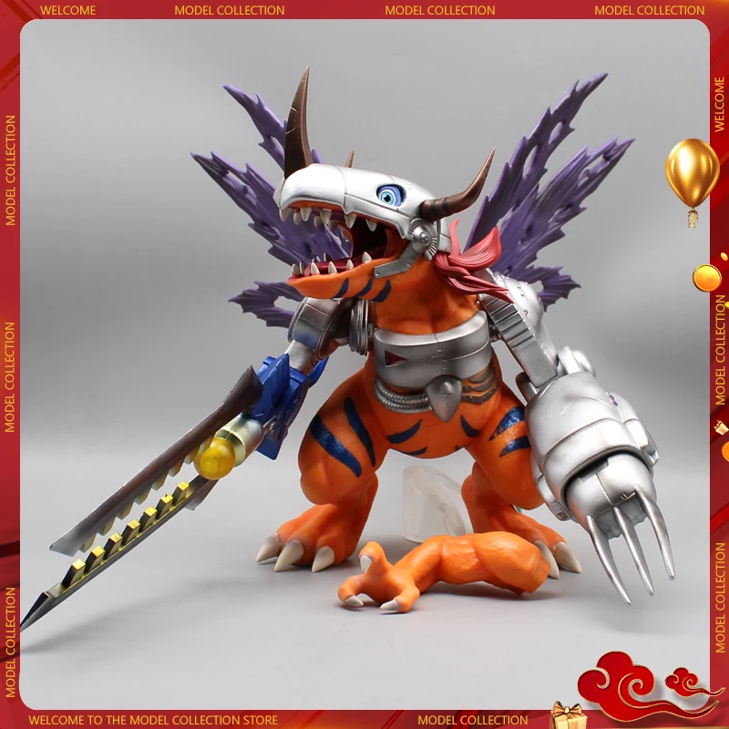 War Greymon Action Figures 27cm Digimon Adventure Metal Greymon Figure Pvc Statue Collection Model Toys Gifts