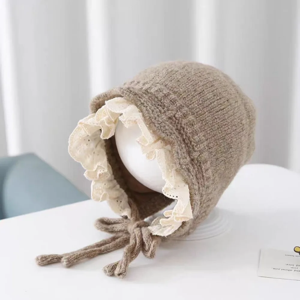 

Ветрозащитная мягкая теплая шапка на шнуровке, теплая шапка с кружевными краями, защита ушей, уличная толстая защита ушей, чепчик для девочек