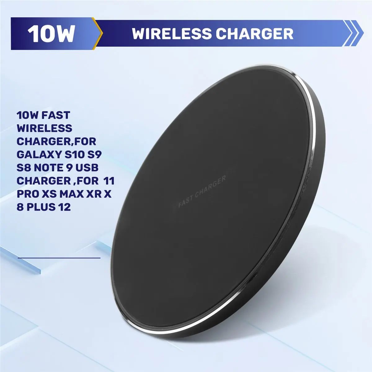 【Electronics Accessories】 10W Fast Wireless Charger,for S10 S9 S8 Note 9 USB Charger ,for 11 Pro XS Max XR X 8 Plus 12