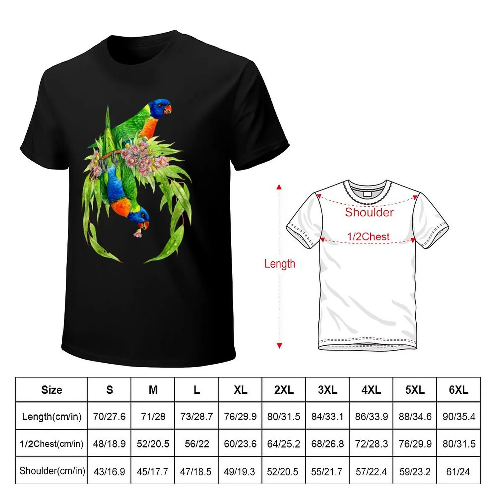 Rainbow Lorikeets Native Wreath T-Shirt funny t shirts cotton T-Shirt