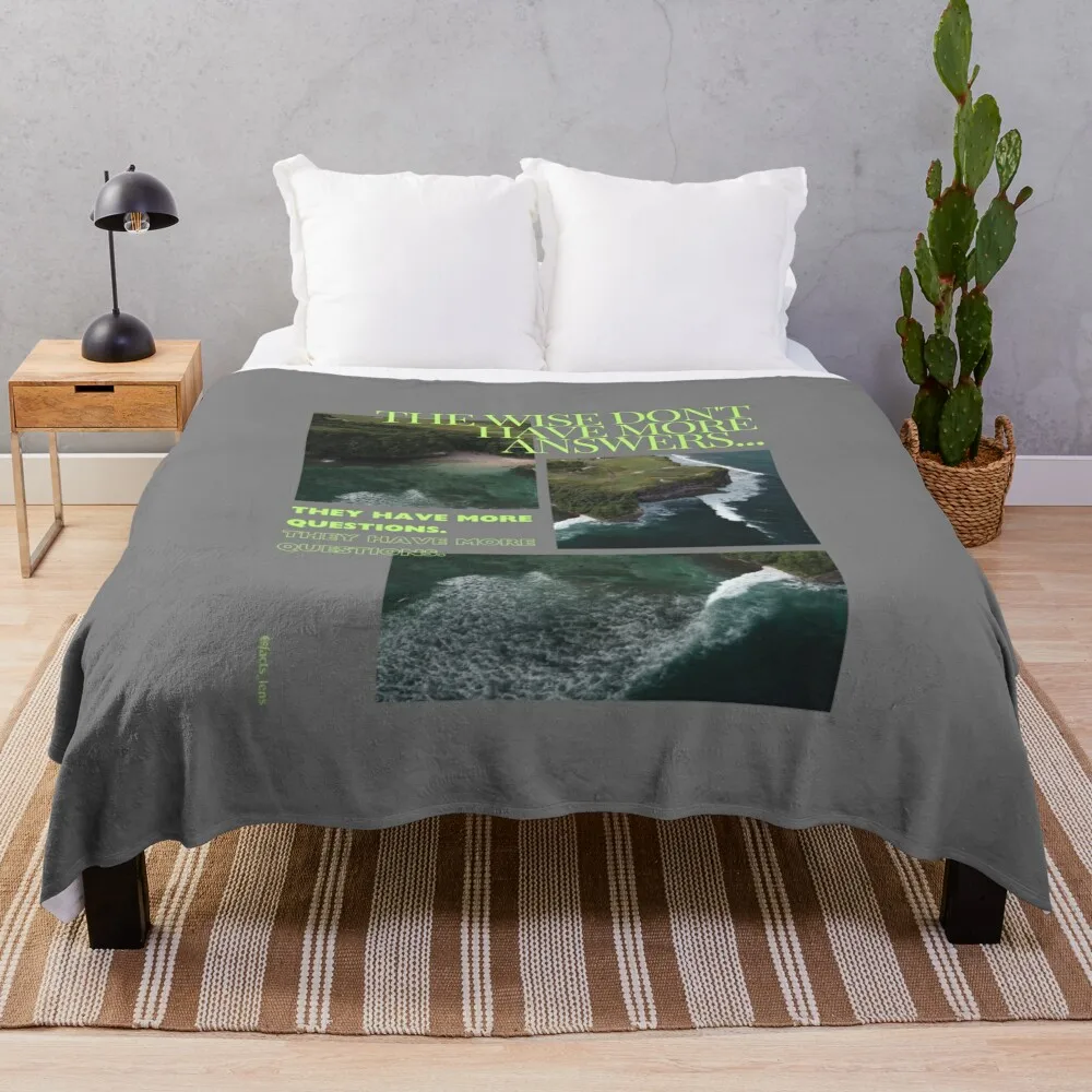 Facts Lens - Soul, Scenery, and Self in the Modern Trend Mountain Ocean of Truth and Quotes (Blue and Green) Throw Blanket