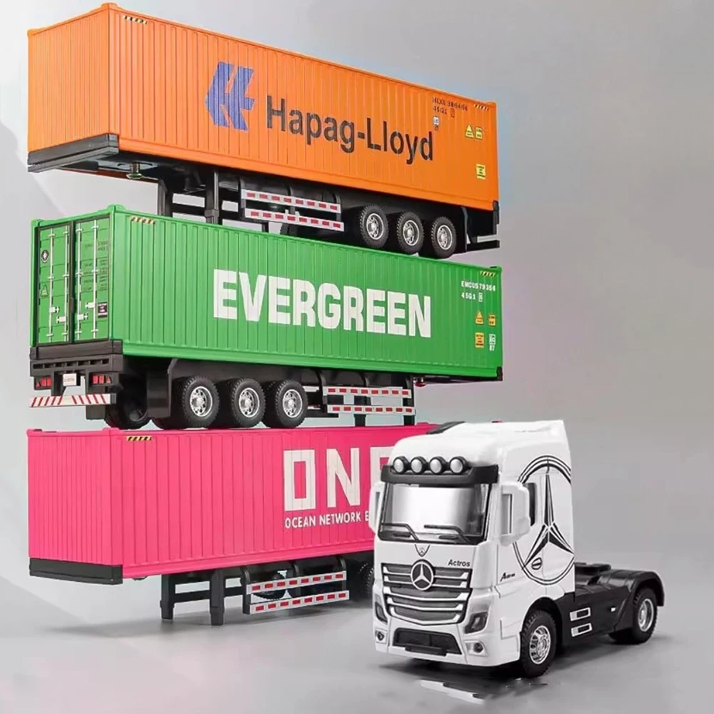 Véhicule de Transport américain Scania, camion conteneur, modèle en alliage moulé sous pression, portes jouets ouvertes avec son et lumière, voitures, jouets pour enfants, cadeaux, 1:50