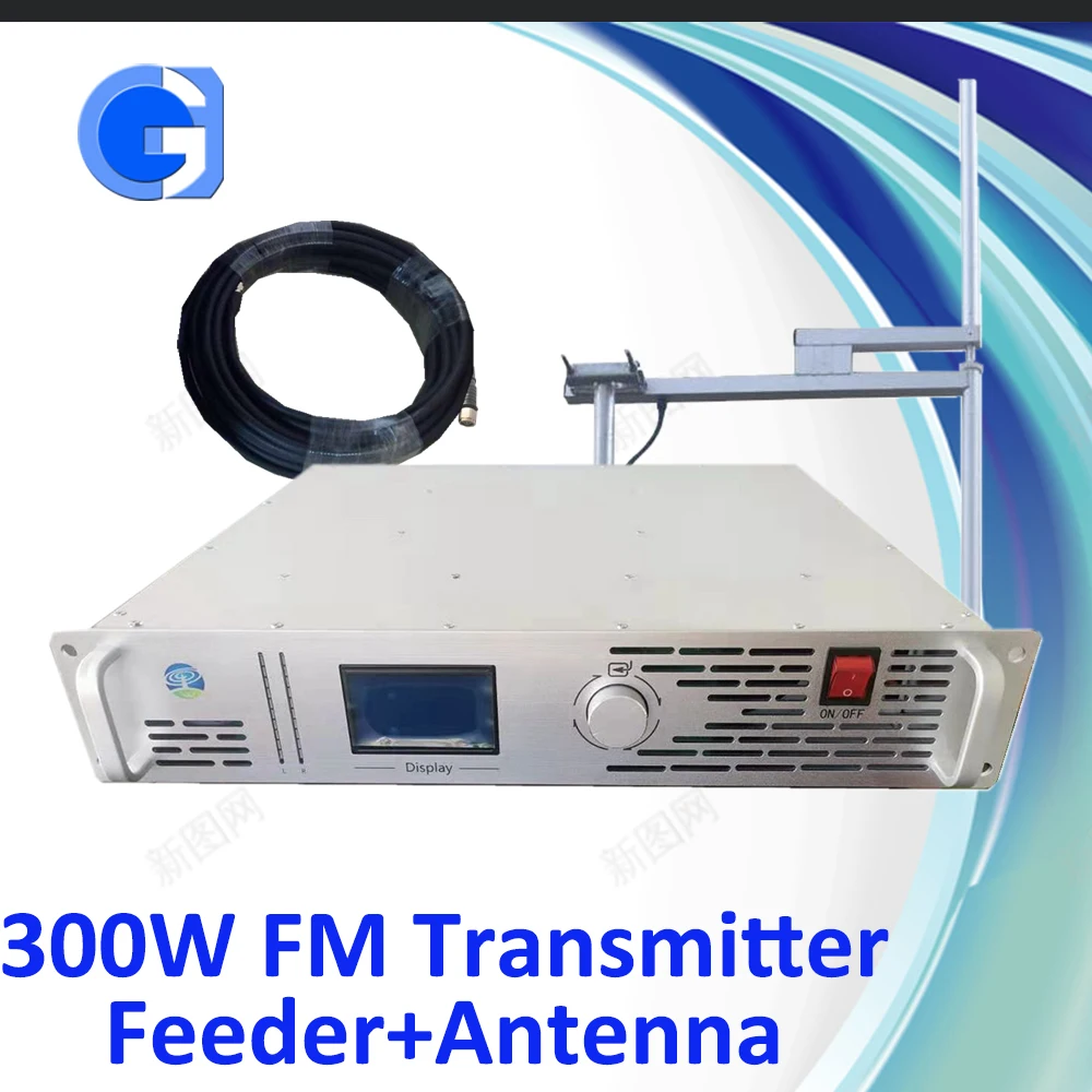 300W FM transmitter broadcast  for Radio Station +20 Meters  Feeder+Single Dipoe Antenna GD-FM-300W-ALL