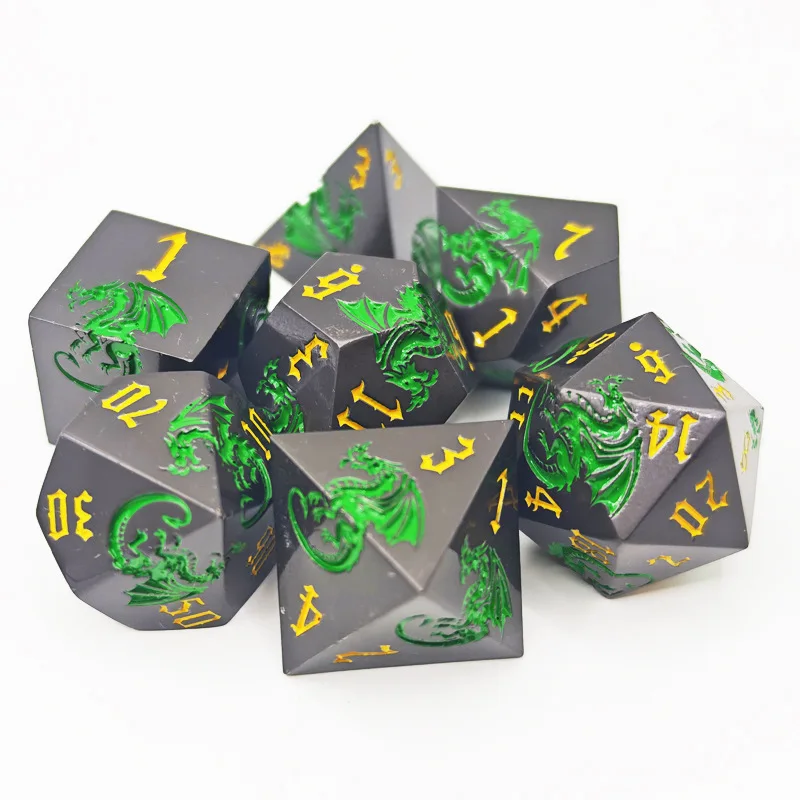 

Flying Dragon Dice Set Metal Dice Set DND for Dragon and Dungeon Board Game D&D Role Playing games polyhedral Dice Metal cube