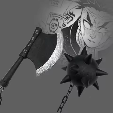 1:1 Demon Slayer Himejima Gyomei Swords Meteor Hammer Sword Broad Axe Knife Cosplay Weapon Props Props Safety PU Tanjirou Swords