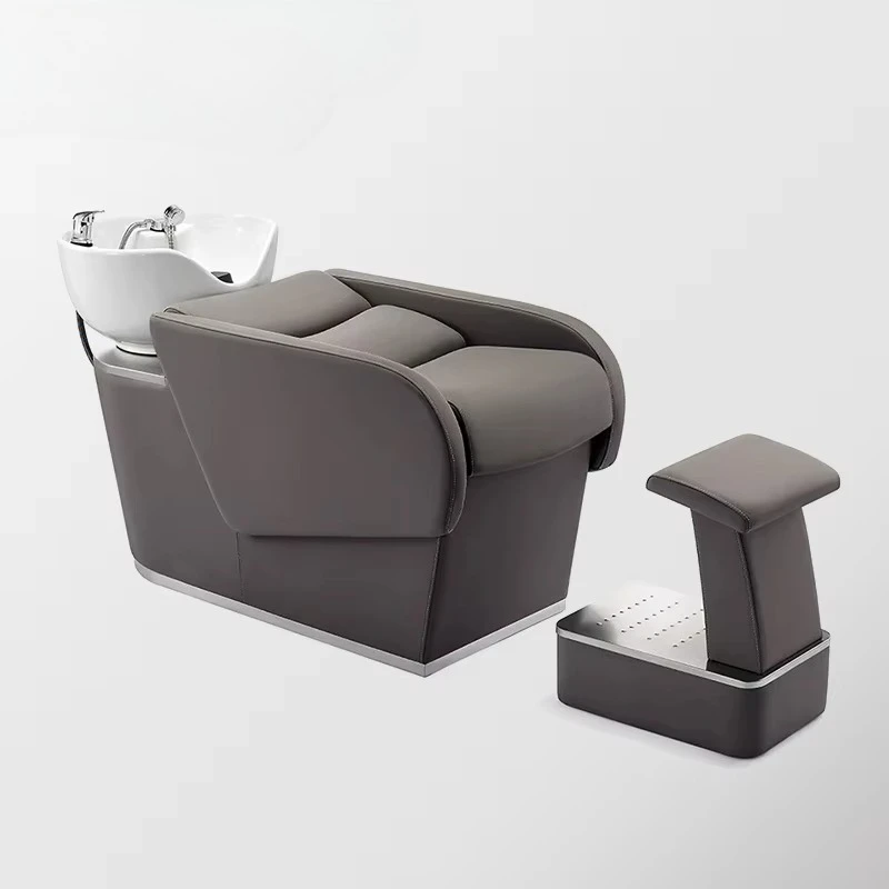 Equipment Shampoo Ceramic Bowl Chair Salon White Backwash Sink Beige Shampoo Chair