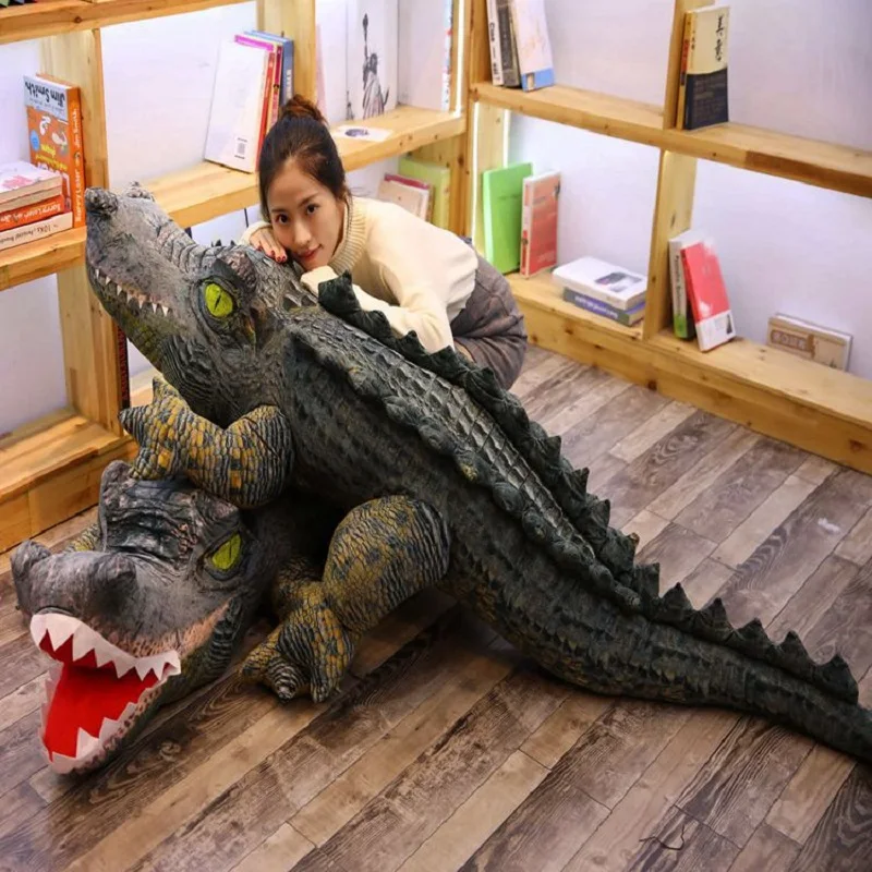 Huge 160-200CM Simulation Crocodile Plush Toy Lifelike Toy Soft Doll Throw Pillow Toy Xmas Gift b2733